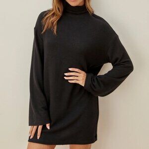 Reformation Aspen Black Turtleneck Dress